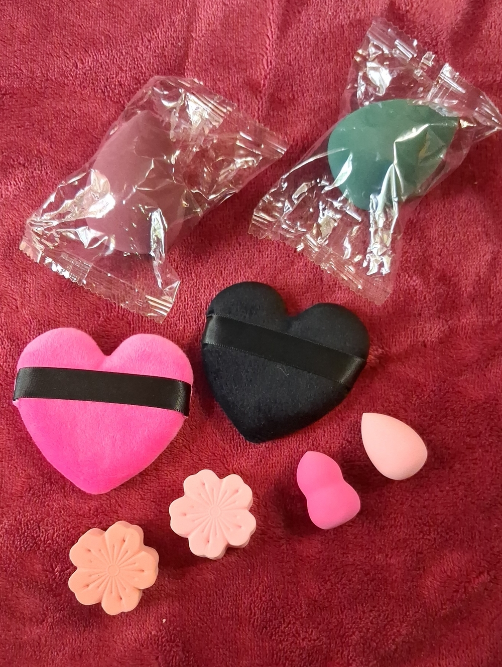 Heart Makeup Sponges & Mini Beauty Blenders - Pink, Black, Green